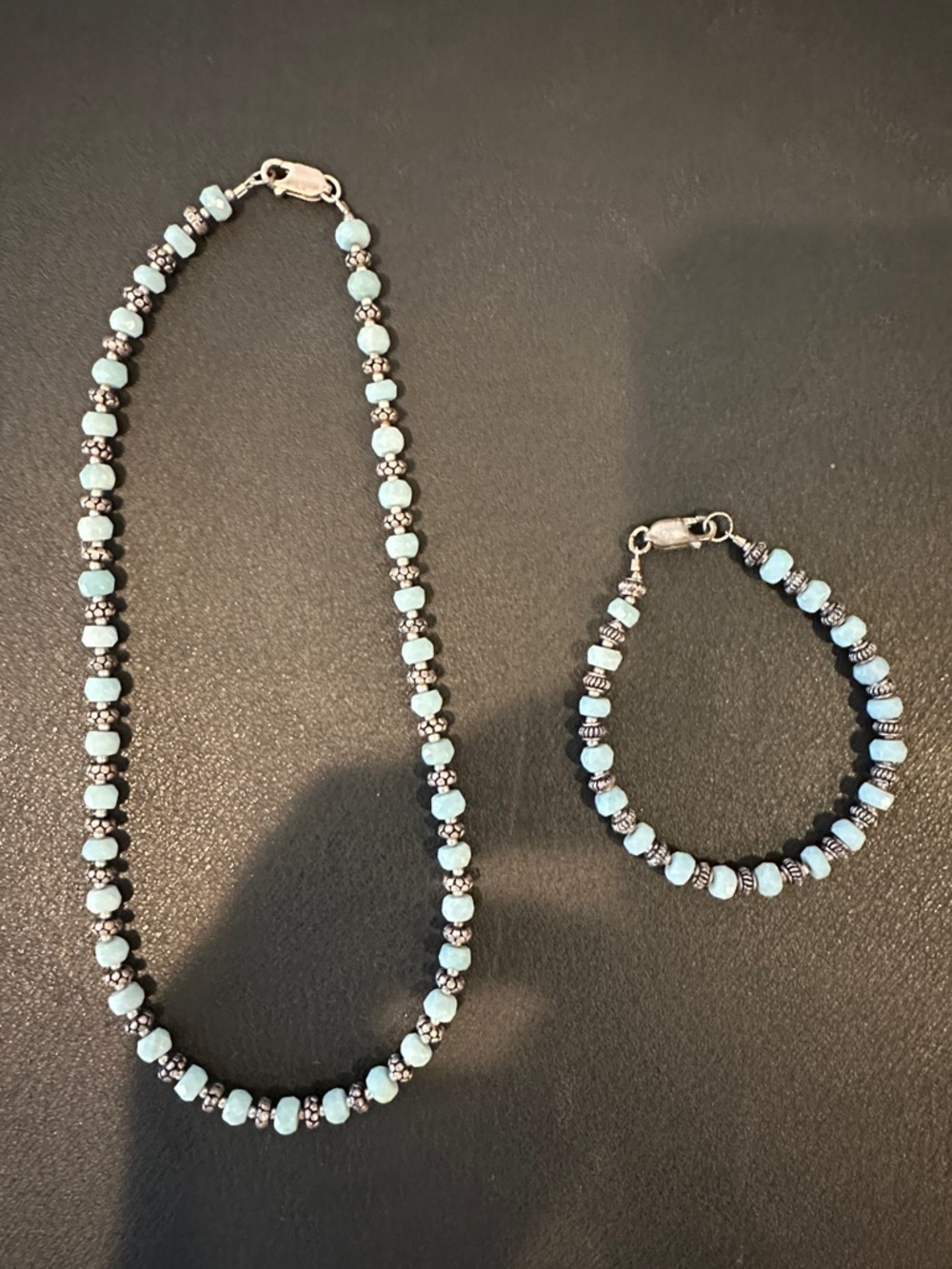 Turquoise Bead Necklace and Bracelet Set - Women's Jewelry